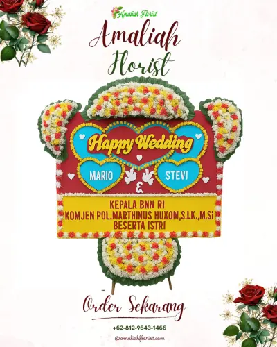 Karangan Papan Bunga Pernikahan di Jrebengkembang